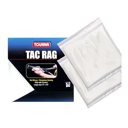 Tourna Tac Rag Tacky Grip Cloth for Tennis Pickleball & Sports (2-Pack) Grip Enhancer for Hands & Handles No Residue Reusable Anti-Slip Grip Aid