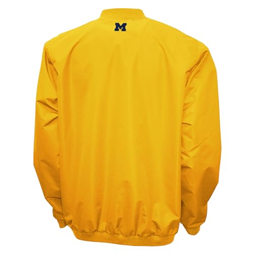 NCAA Michigan Wolverines Adult Yellow Lightweight V-Neck Windbreaker Wind Shirt Pullover Jacket For Men2