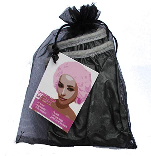 Black Shower Cap, Dark Charcoal Shower Cap For Men Or Women For Regular Hair Or All Hair Lengths Vinyl Material Soft Elastic Band Durable #TOP3