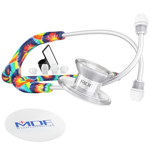Image of MDF Instruments Tie Dye Silver MD One Epoch Lightweight Titanium Stethoscope, Adult, Tie Dye Tube, Silver Chestpieces-Headset, MDF777TTD