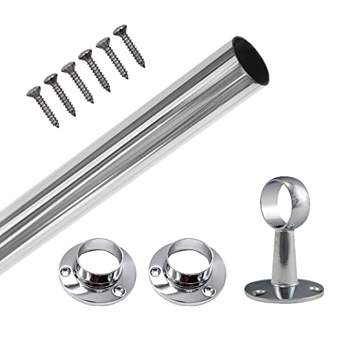 EAI Polished Chrome Wardrobe Rail Round for Clothes Hanging (25x1829mm)