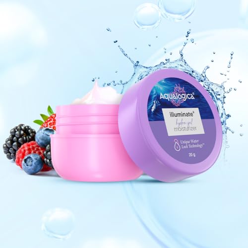 Image of Aqualogica Illuminate + Hydra Gel Moisturizer with Wild Berries & Alpha Arbutin - 20g 24 Hour Intense Hydration | Water-Like Gel Texture | Non-Sticky & Quick Absorbing for Luminous Skin | Suits Oily to Combination Skin I Men & Women