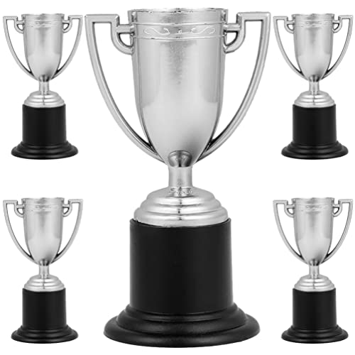 Tofficu 5 peças de mini troféu de prata para troféus de plástico, copos troféus de competições, prêm