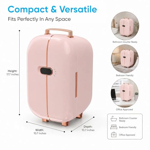 Image of TABU 12L Mini Skincare Fridge with LED Display, Pink | Makeup Fridge Cooler with Adjustable Temperature, Ultra Quiet Operating, for Cosmetics, Beauty, Skin Care