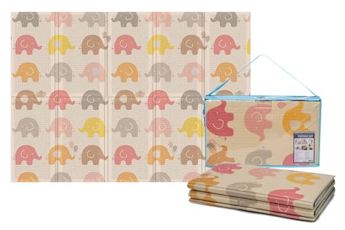 Parklon Baby Play Mat, Foldable & Portable, Large Size (78.7 x 55.1), Indoor, Outdoor, Waterproof, Made in Korea - Little Elephant