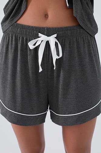 Image of Cherrydew Women Bamboo Viscose Super Soft Comfy Summer Cooling Short Sleeve Button Down Pajama Shorts Set S-XXL