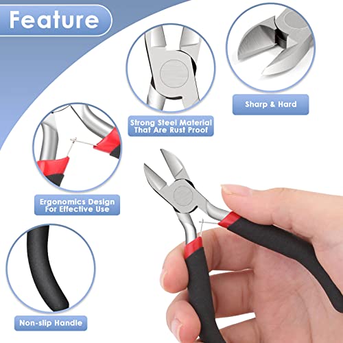 Image of Wire Cutters, Small Side Cutters for Crafts, Flush Cutting Pliers for Jewelry Making, Floral Wire Cutters for Artificial Flowers, Zip Tie Cutters for Cable Tie, Wire Cutting Tool for Guitar Strings