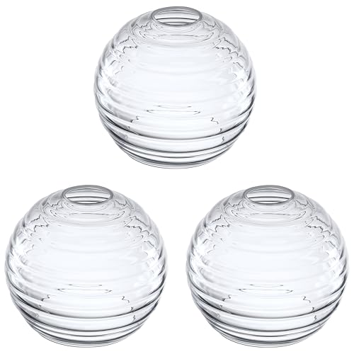 Image of 3 Pack Clear Glass Shade Replacement,Ceiling Fan Light Covers Glass Drum Lampshades for Chandelier Vanity Lights Wall Sconces Pendant Light,1.66 inch Fitter Size,5.32 inch high*6.25 inch Diameter