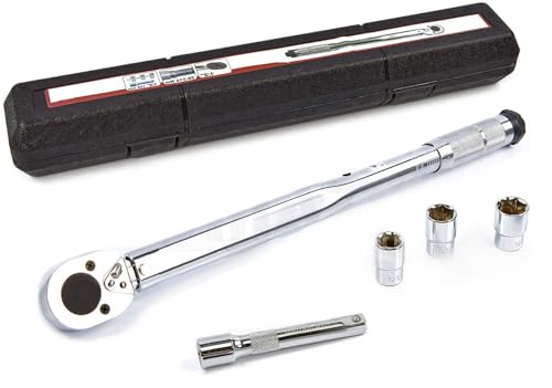 JOMAFA LLAVE DINAMOMETRICA 1/2 13.6 a 203.5 Nm con alargador, 3 vasos de 17, 19 y 21 mm y certificado de calibración