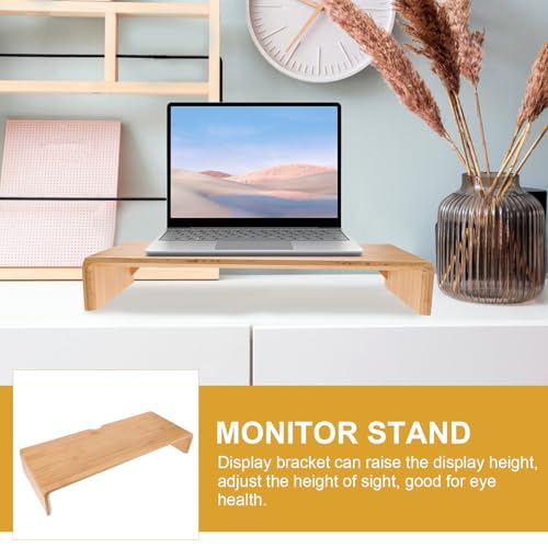 Base informatique en bambou naturel support écran bureau minimaliste