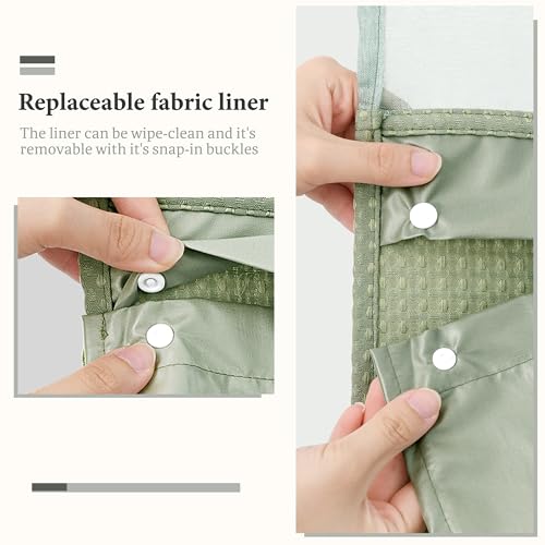 Naturoom Sage Green Waffle Shower Curtain Set With Snap-In Liner, 240Gsm Modern Waffle Weave Heavyweight Fabric Shower Curtain And Liner For Luxury Neutral Hotel & Spa Bathroom Decor thumb #4