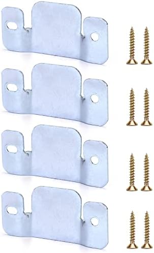QWORK 4 Pcs Interlocking Sofa Connectors Flush Mount Brackets Galvanized Iron Couch Connector Corner Couch Bracket with Screws (96 x 46 mm)