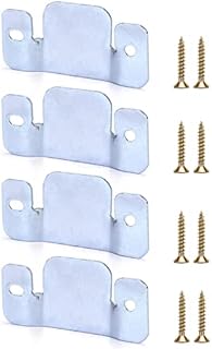 QWORK 4 Pcs Interlocking Sofa Connectors Flush Mount Brackets Galvanized Iron Couch Connector Corner Couch Bracket with Screws (96 x 46 mm)