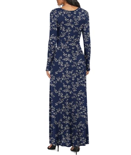 Image of LILBETTER Women Long Sleeve Deep V Neck Loose Plain Long Maxi Casual Dress