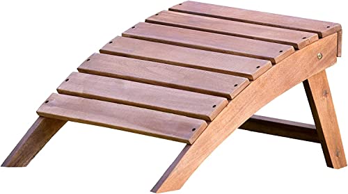 Tisyourseason Solid Acacia Wood Adirondack Lounger Chair With Footstool Ottoman Accent Furniture For Yard,Patio,Garden,Lawn W/Natural Finish #TOP2