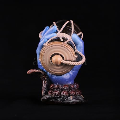 Image of Artarium Resin Religious Shiva Damru Idol Lord Shiv Hand Statue Shivji Murti Sheshnag Damroo Decorative Showpiece for Car Dashboard Pooja Room Home Decor (Shiva Damru Blue 3 Inch)