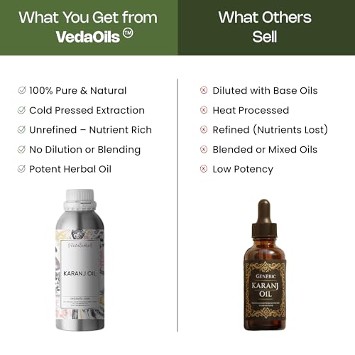Image of VedaOils Cold Pressed Karanj Oil for Skin & Hair 100ml | Natural Herbal Oil for Scalp, Body & Massage | 100% Pure, Nourishing & Lightweight