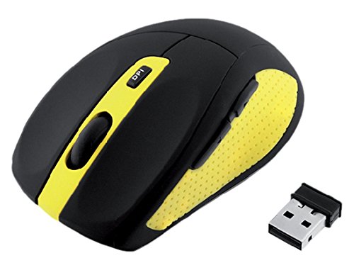 iBox BEE2 PRO mouse RF Wireless Ottico 1600 DPI Mano destra Nero, Giallo