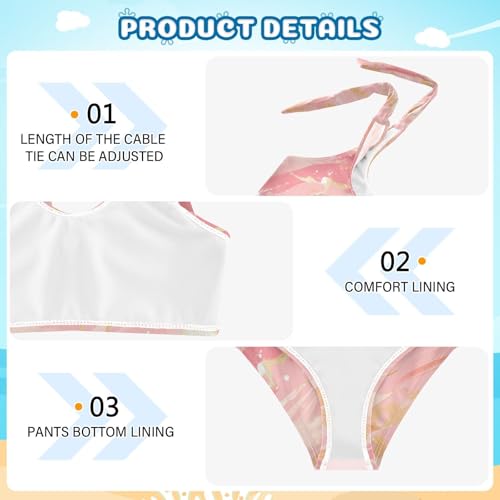 KLL Gold Glitter Pink Marble Girls' 2 Piece Bikini Set Beach Swimsuit Swimming Suits Cute Shoulder Strap4