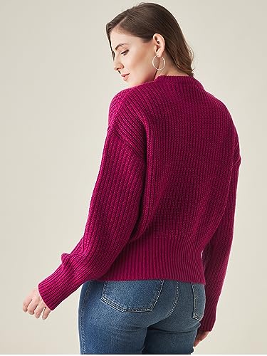 Image of Modeve Solid Round Neck Casual Women Sweater||Winterwear||