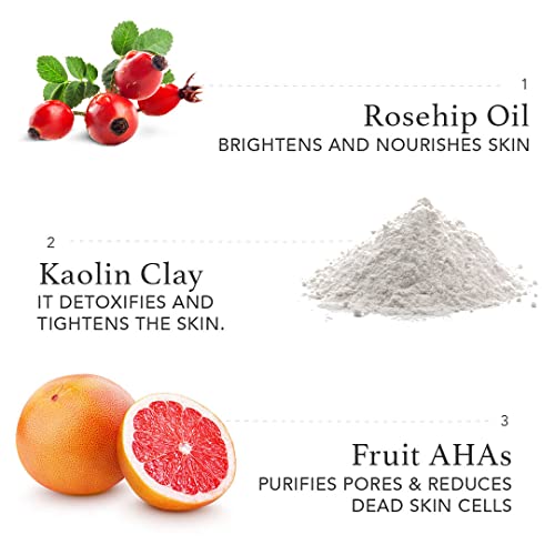 Image of RAS Luxury Oils Polish Up Exfoliating & Brightening Clay Face Mask With Fruit AHAs & Rosehip | Softens & Hydrates Skin | Helps to Reduce Fne Lines & Wrinkles | Cruelty Free & 100% Vegan, 50g