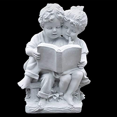 Wilai Massive Steinfigur Junge und Mädchen lesen in einem Buch Skulptur Steinguss Gartendeko wetterfest Cover