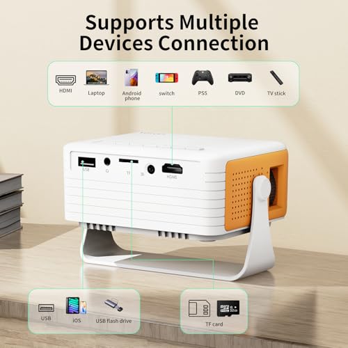 YOTON Mini Beamer Klein[180°Drehung & Auto Keystone] New Y3 Mini Projektor 1080P Unterstützt 15000L, 50% Zoom Tragbarer Beamer für Heimkino Schlafzimmer Kompatibel mit HDMI/USB/Phone/PS5/TV Stick