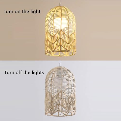Luminaire suspendu en rotin tissé main pour éclairage de table à manger chic - 6