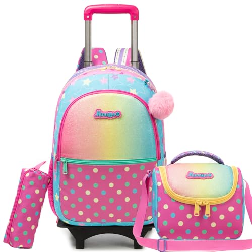 ZBAOGTW Mochila de rodinhas com rodas, mochila escolar infantil com rodas, mochila de grande capacidade para meninas, Ponto roxo, 16.5 * 11.8 * 7.8 inches, Personalizado