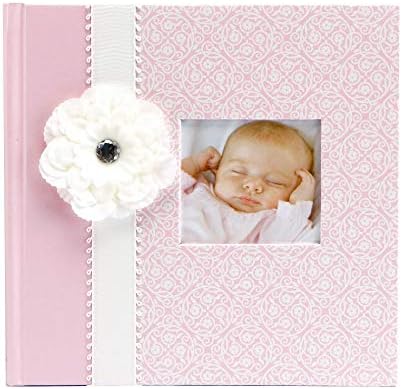 C.R. Gibson Pink Photo Album Baby Book for Girls, 10.4 x 9.7 x 1.9 inches, 80 Pages