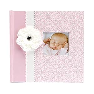 C.R. Gibson Pink Photo Album Baby Book for Girls, 10.4 x 9.7 x 1.9 inches, 80 Pages