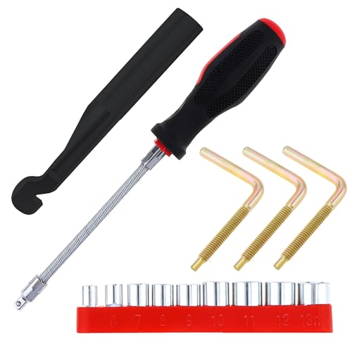 Image of Windance Belt Changing Removal Tools Kit Fit for Polaris RZR 1000 XP XP4 900 S,5mm-13mm Reversible Sockets Flexible Clutch Cover SeparateTool Stainless Steel Belt Replacement Tool (Black) | Belt tool clutch spreader. Flexible shaft reversible socket.CNC machined.5-13mm socket. Fit for RZR-S /RZR-4 570-1000 models