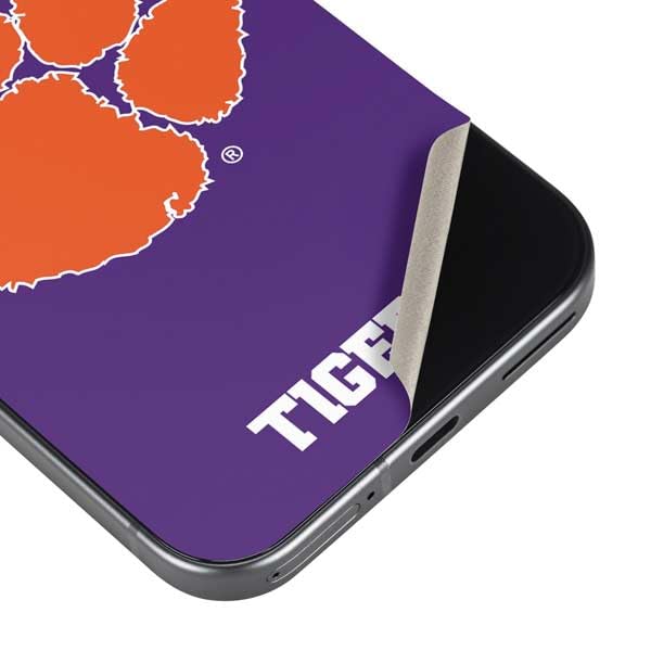 Skinit Decal Phone Skin Compatible with Google Pixel 9a - Officially Licensed Clemson University Tiger Print Purple Design