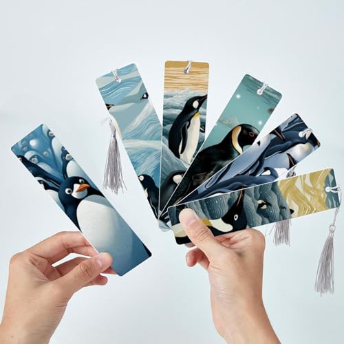 Marque-pages pingouin (lot de 6) anti-glisse de haute qualité