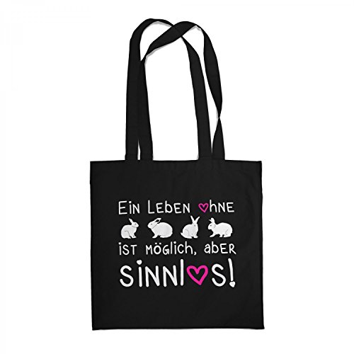 Fashionalarm Stoffbeutel - EIN Leben ohne Hasen ist möglich, Aber sinnlos | Beutel Baumwolltasche Geburtstag Geschenk Idee, Farbe:schwarz
