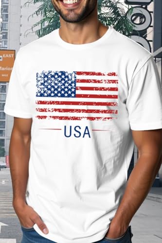 CQF American Flag Shirts for Men USA 4th of July T-Shirt Memorial Day Patriotic Tee Tops
