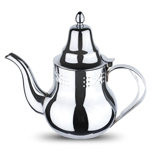 ROSSETTO Théière Induction Bouilloire inox à col de cygne 1,2 Litres en Acier inoxydable de qualité Premium, pour préparer thé et cafés, Argent