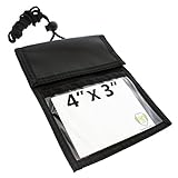 Ultimate Passport or Trade Show Travel Wallet with Three Pockets - Heavy Duty - Adjustable Neck Lanyard & Pen Holder by Specialist ID (Black)