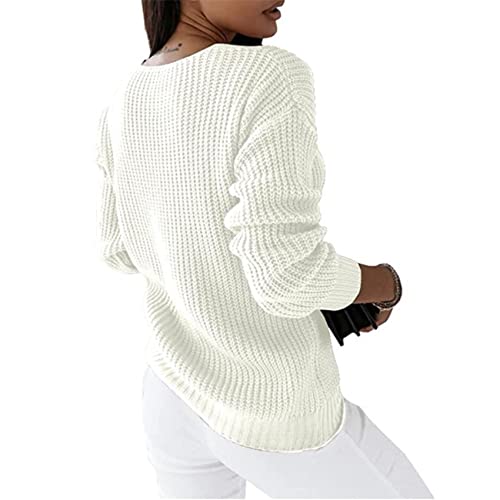 KeYIlowys Maglione da Donna A Maniche Lunghe con Scollo A