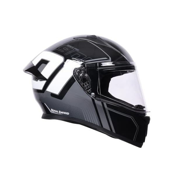 Royal Enfield Roadster Full FACE 1901 Helmet with micrometric Lock|ISI & DOT Certified|Scratch Resistant Visor|High Impact ABS Shell|High Density EPS Liner| 3 Intake Ports & 2 Exhaust Black (M) 58 CM