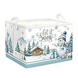 HUUMONSS Schneemann Weihnachten Geschenkbox für Jungen Mädchen Wasserdicht Kleidung Spielzeug Aufbewahrungskorb für Kinderzimmer Bad,Weiße Baum,36L
