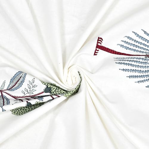 Image of BLOCKS OF INDIA Hand Block Printed 200 TC Cotton King Size Bedsheet (Open Grey Motifs)