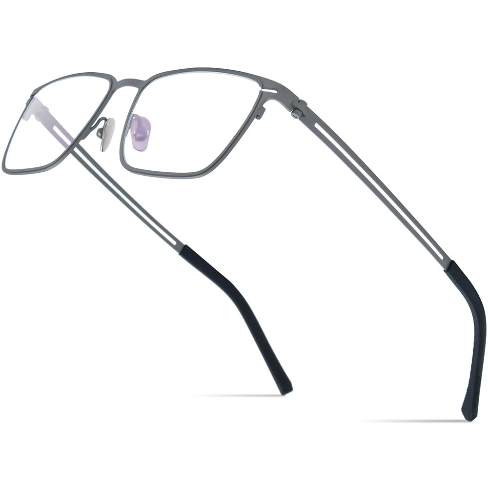 FONEXPure Titanium Glasses Frame Men Square Magnet Clip On Eyeglasses with Polarized Lens
