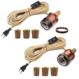2PCS Kit Lampada Bottiglia, Portalampada E27 con Cavo di Canapa da 240CM, Supporto per Lam...