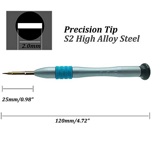 Flat Head Screwdriver 2.0Mm, Slot-Head Precision Screwdriver -2.0Mm, S2 High Alloy Steel Flat Blade, Magnetic Tip, Rotating Cap, Anti-Slip Grip, Small Slotted Screwdriver Hand Tool For Maintenance #TOP1