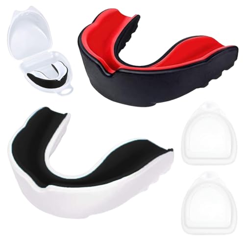 JUGUTA 2 Protège-Dents, Protège Dent Boxe, Protege Dent Enfant Sportifs Pour Adultes Avec Boîte Portable - Protection Antichoc De Qualité Supérieure Pour Rugby, Boxe, Mma, Hockey, Taekwondo