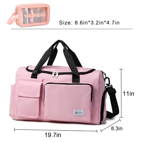 Image of Small Gym Bag for Women, Travel Duffle Bag Carry On Weekender Bag with Shoe Compartment