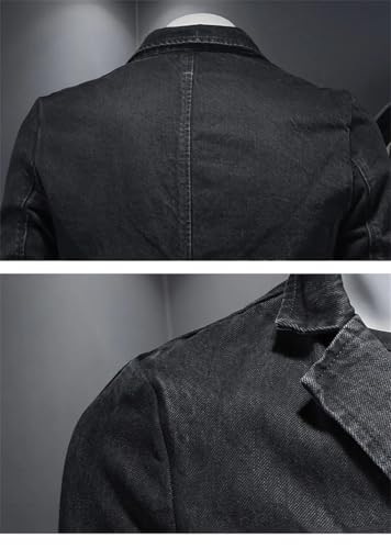REHJJDFD Men Blazer Jeans Slim Fit Cowboy Coats Casual Mens Suit Jean Jacket Men Casual Coat Single Button Denim Blazer4