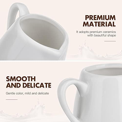 Luxshiny 6pcs Mini Creamer Jug: Ceramic Milk Jug Sauce Cup Creamer Ceramic Serving Pitcher with Handle for Milk Coffee (70ml)