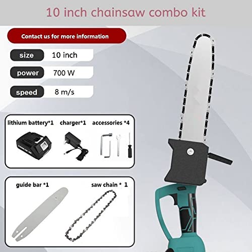 ZHANGTAOLF 10-Zoll-Mini-Kettensäge schnurlos mit 1 Batterie, 21 V 4,0AH Batterie mit Einer Hand-Handheld-Kette, kleine… – Bild 4